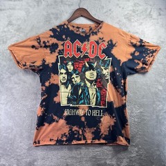 AC/DC Highway To Hell Heavy Metal Rock Men’s T-Shirt Size XL Black Bleach Wash
