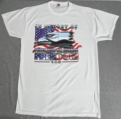 Vintage Russell Athletic Shirt Mens Medium White 9-11 Eagle American Flag 00s