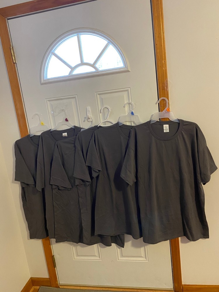 NEW WITHOUT TAGS LOT OF 6 UNISEX SIZE 2XL HANES ECOSMART GRAY T-SHIRTS