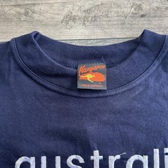 Vintage Kangaroo T-Shirt Australia Spell Out Down Under Blue Mens Large