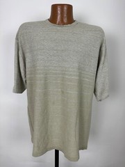 Vintage Fieldmaster Knit T-Shirt Men Large Beige Striped Acrylic Blend Minimal