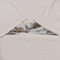 Vintage 90s Largemouth Bass Fishing All Over Print Nature Graphic White T-Shirt