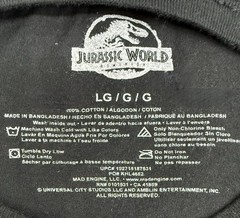 Jurassic Park T-Shirt Black Graphic Tee Universal Studios Mad Engine Size Large