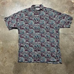 1990s Pierre Cardin Funky Rayon Abstract Disco Button Up Shirt Medium MOD