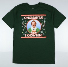 Elf Buddy T-Shirt Men’s Santa I Know Him Holiday Inspired Tee (S)