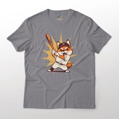 Shiba Inu Playing Baseball Cute Animal Sports Art Graphic T-Shirt