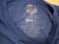 WWF / WWE Men’s Size L Ripple Junction Blue Cotton Ultimate Warrior Tee T-Shirt