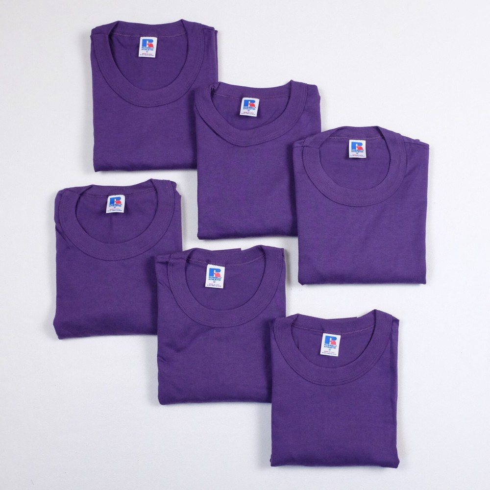 Vintage Russell Athletic Adult M Purple Basic T-Shirt – Lot of 6