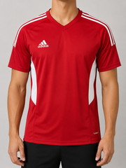 Adidas Jersey Red Soccer Climalite L Athletic Fit Moisture Wicking