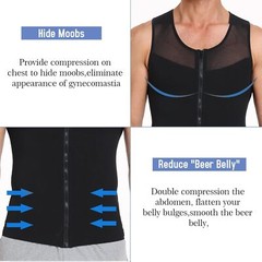 Men Compression Vest Post-Surgical Gynecomastia Shirt Body Shaper Tummy Control