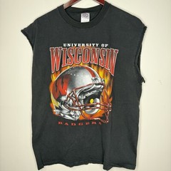 NCAA Vintage Wisconsin Badgers Helmet Graphic T-Shirt Mens Large Sleeveless