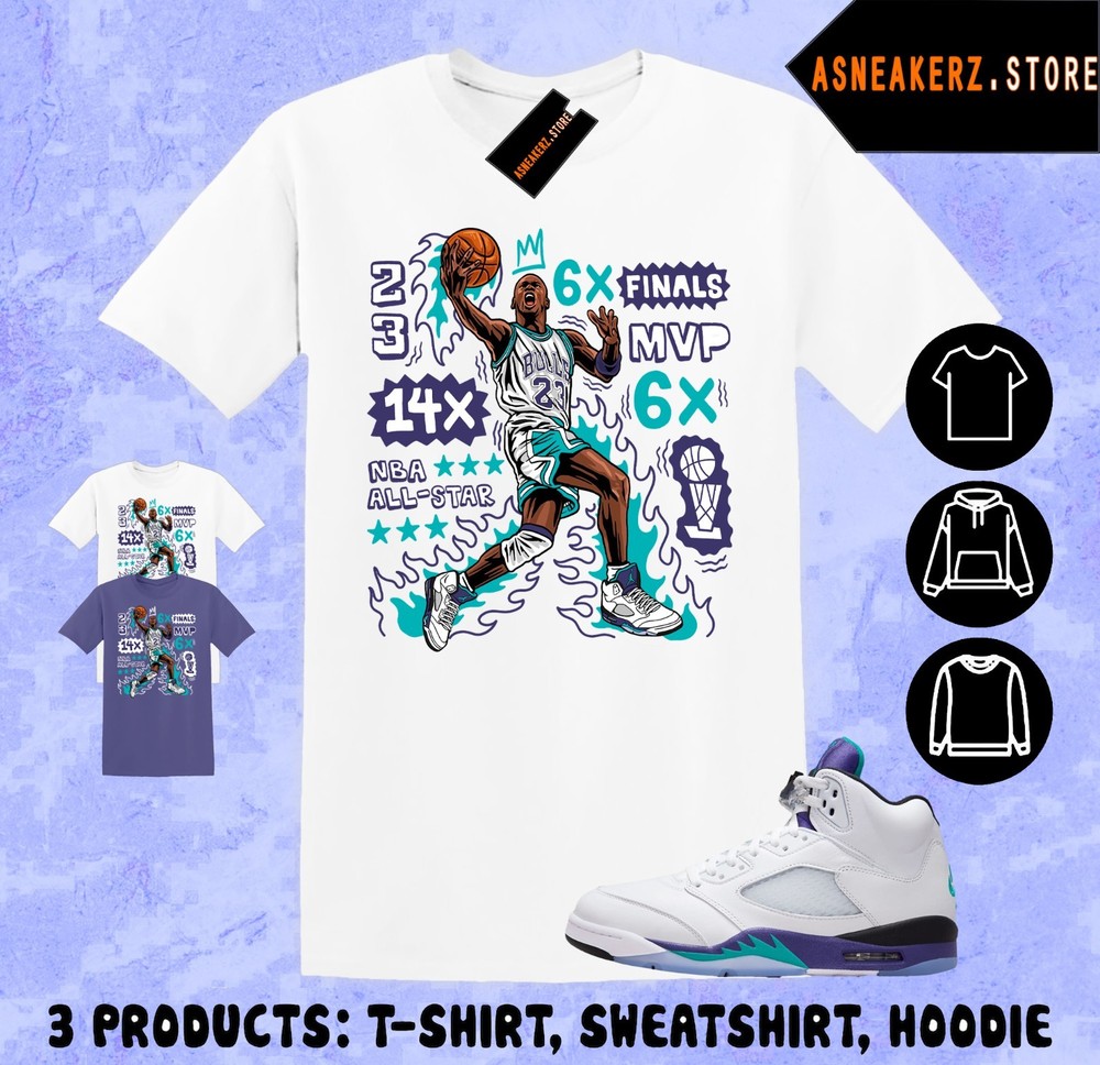 Tee Shirt Matching AJ 5 Grape 2025 To Match Sneaker MJ Flair 23 T-Shirt