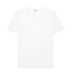 Men 100% Cotton V Neck T Shirt Solid White Short Sleeve Casual Tee S-4XL lot