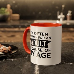 I’m Often Mistaken for an Adult Due to My Age – Two-Toned Mug