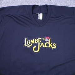 VTG Lumberjacks Hockey Jersey Mens Sz 56 Black Bauer ProWear Fight Strap 92-94