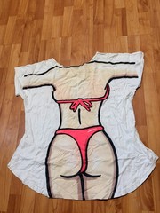 Vintage 80s Body Dreams Beach Cover Up Shirt Flag Bikini Novelty Tee size L