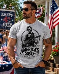 Funny Abraham Lincoln Guitar Shirt, America 250th Anniversary Tee, 4th of July