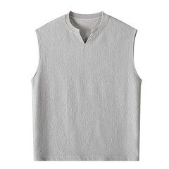 Men Textured V-Neck Sleeveless Tank Top Casual Loose Fit Vest for Summer Spring