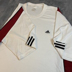 Adidas Climalite T-Shirt Men’s XL White/Red 3 Stripes Athletic Exercise Running