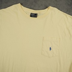 Vintage Polo Ralph Lauren Shirt Mens L Yellow Pocket Single Stitch Made In USA