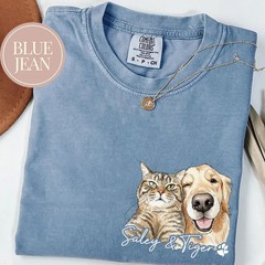 Custom Dog Face Comfort Tee Personalized Pet Portrait T-