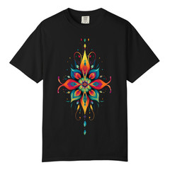 Boho Mandala Floral Abstract Art TShirts, Comfort Colors, Unisex Streetwear Tee