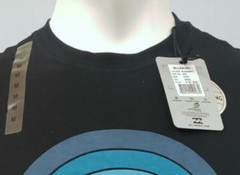 Billabong Mens Shirt Small Medium Black Short Sleeve Slim Fit Rainbow Wave