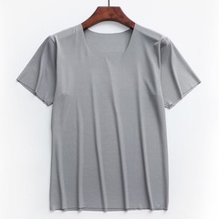 Men’s Breathable Ice Silk Tee Short Sleeve Loose Fit Round Neck Home Top