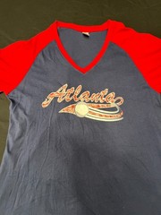 Atlanta Baseball Shirt WOMANS MLB Players Graphic Tee Sports 2XL 100% COTTON B3