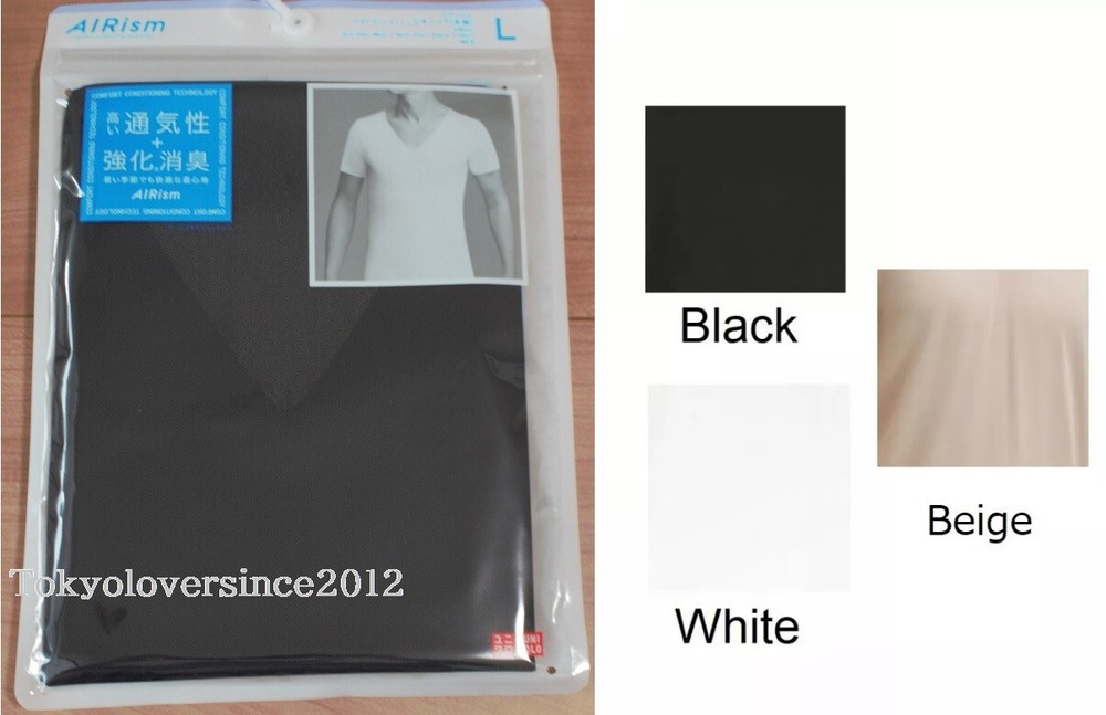 UNIQLO Men AIRism Deodorant Mesh V-Neck T-shirt Dry, Deodorant, and Cool Touch