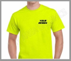 HI-VISIBILITY T-SHIRT SAFETY YELLOW DESIGN/LOGO FRONT&BACK BLACK DESIGN