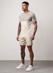 Gym King Contrast Panel Shorts – Taupe/Light Stone/White
