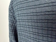 Vintage Y2K Ribbed V-Neck Shirt Men Medium Stretchy Black Gray Striped Claiborne