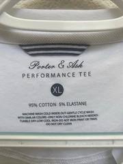 NEW Porter & Ash Performance Tee XL White Crew Neck T-Shirt Cotton Spandex NWT