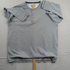 Carbon2Cobalt Mens XXLT Gray Long Sleeve Heavyweight Cotton Henley Shirt Tall