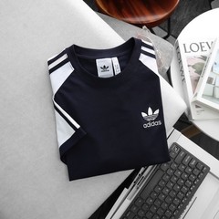 ADIDAS ORIGINALS 3-STRIPES CALIFORNIA Retro Trefoil TEE SHIRT~DARK BLUE SLIM FIT