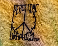 Peace Time Tie-Dye TShirt L Single Stitch Cotton T Shirt Stains 1990 Fruit Loom