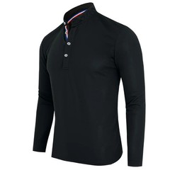 Men’s Polo Shirt-Spring and Autumn Casual Business Buckle Henry Collar Long slee