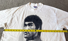 VTG 90s Bruce Lee Portrait Men’s White Single Stitch T-Shirt – Size XL