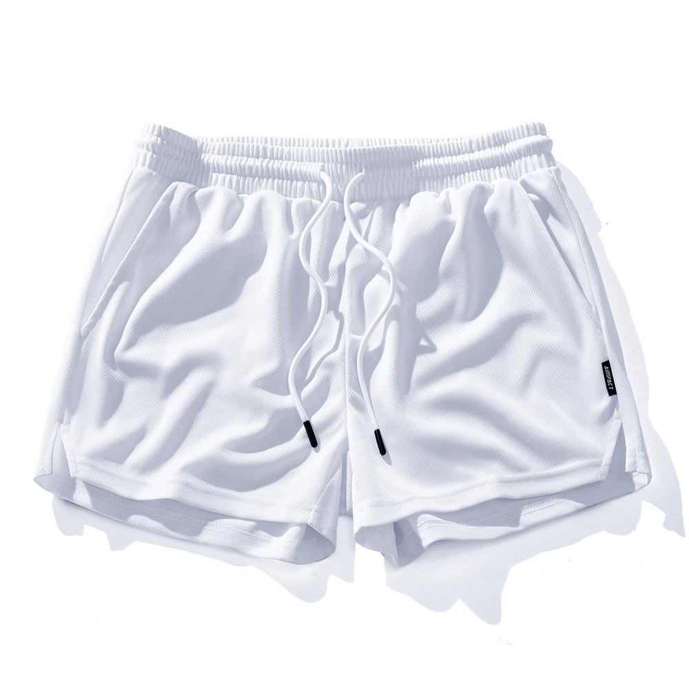 AIMPACT Men’s 3 inch Gym Workout Short Quick Dry Active Running Medium, White