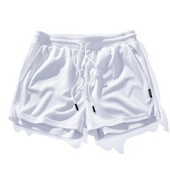 AIMPACT Men’s 3 inch Gym Workout Short Quick Dry Active Running Medium, White