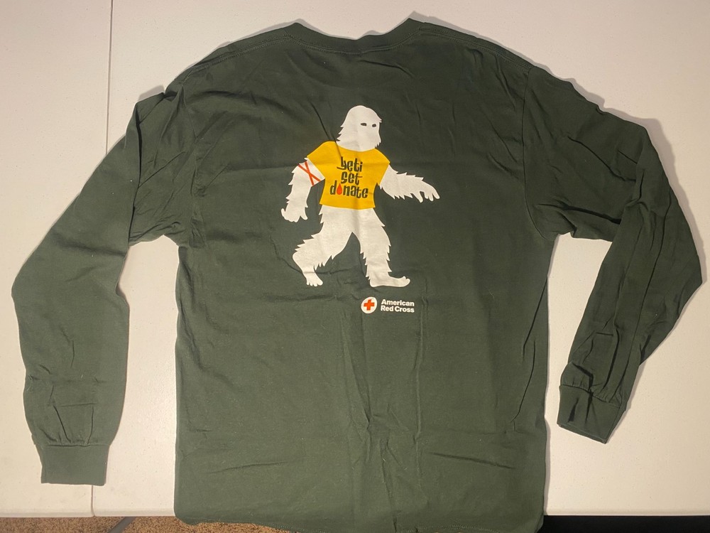 American Red Cross Yeti Set Donate Large Long-Sleeve T-Shirt – Blood Donation