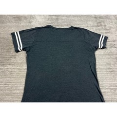 Unbranded V-Neck Baseball Shirt Mens XL Black Heather White Stripe Athletic Tee