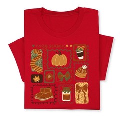 Cozy Season Fall T-Shirt, Autumn Coffee Pumpkin Graphic Tee Gift