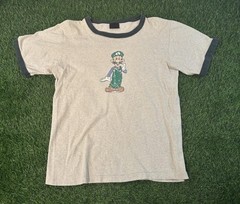 Nintendo Luigi Ringer Graphic T-Shirt Beige Green Vintage 2003 Mens Medium