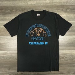 Vintage Powerhouse Gym Shirt Mens Large Black Bodybuilding Single Stitch USA 90s