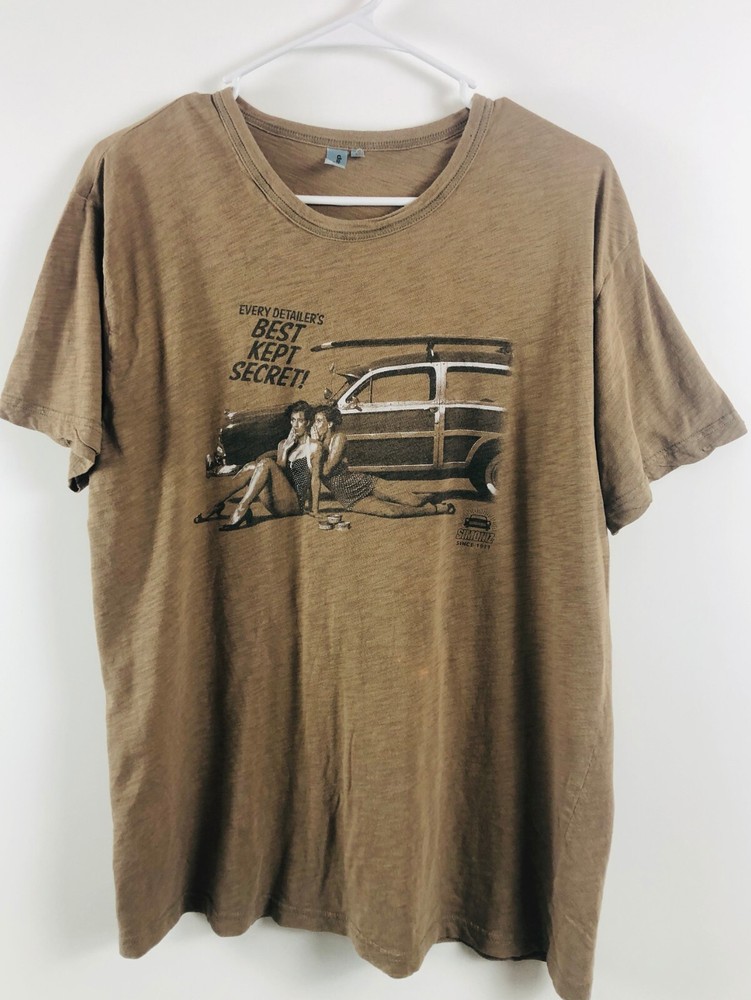 SIMONIZ mens Vintage Woodie Car T-Shirt Sz Large Women Bathing Suits