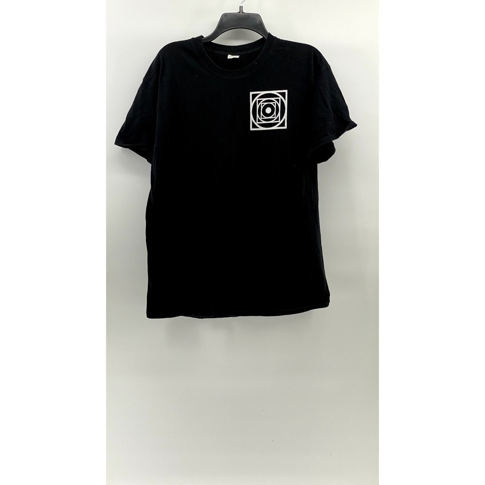 GILDAN Men’s Black Square Graphic Crewneck Casual Short Sleeve T-Shirt SZ L