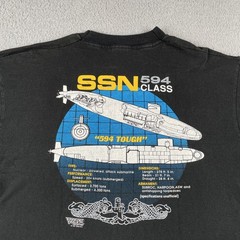 Vtg FOTL Adult XL Black Shirt SSN 594 Class Nuclear Powered Submarine 1991 USA