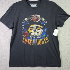 LUCKY BRAND Guns n Roses Mens XL Black Skull Casual Music Rock 80s Metal NWT